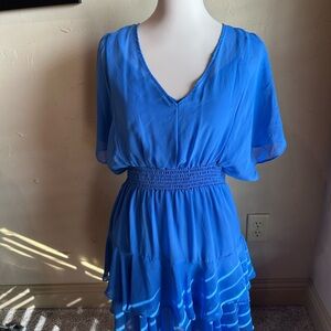 Elegant Blue V-Neck Dress Size 10